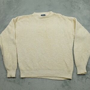 Vintage‎ Spring Harbor Sweater Mens Medium Beige Knit Crew Neck Pullover